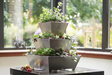 stapeltuin, verticaal tuinieren, aluminium, tafelmodel, binnen, buiten, compact, vetplanten, bloemen