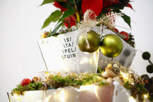 stapeltuin, verticaal tuinieren, aluminium, tafelmodel, binnen, kerststukje, kerst, verlichting, kerstverlichting, compact, vetplanten