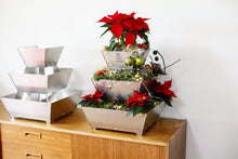 stapeltuin, verticaal tuinieren, aluminium, tafelmodel, binnen, kerststukje, kerst, verlichting, kerstverlichting, compact, vetplanten