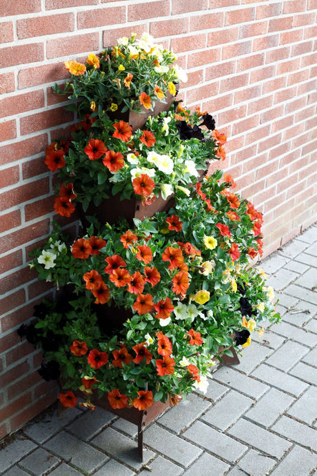 stapeltuin, verticaal tuinieren, cortenstaal, wand, muur, vlakke achterkant, balkon, balkontuinieren